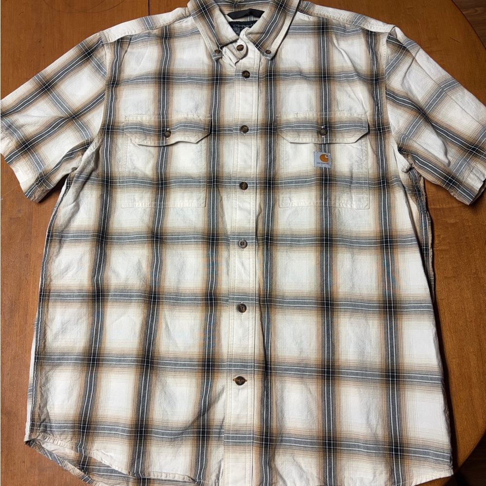 Carhartt Men's Casual Plaid Shirt - Tan and Brown